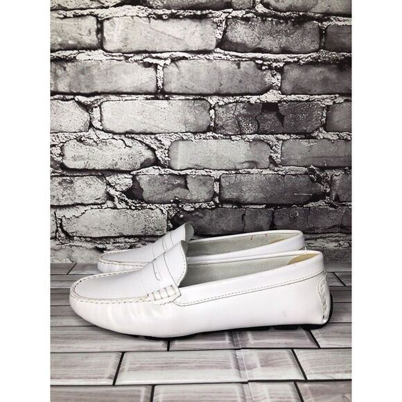 Massimo Matteo Firenze White Leather Driving Moccasins Flats Shoes Women Sz 10B - Picture 12 of 16